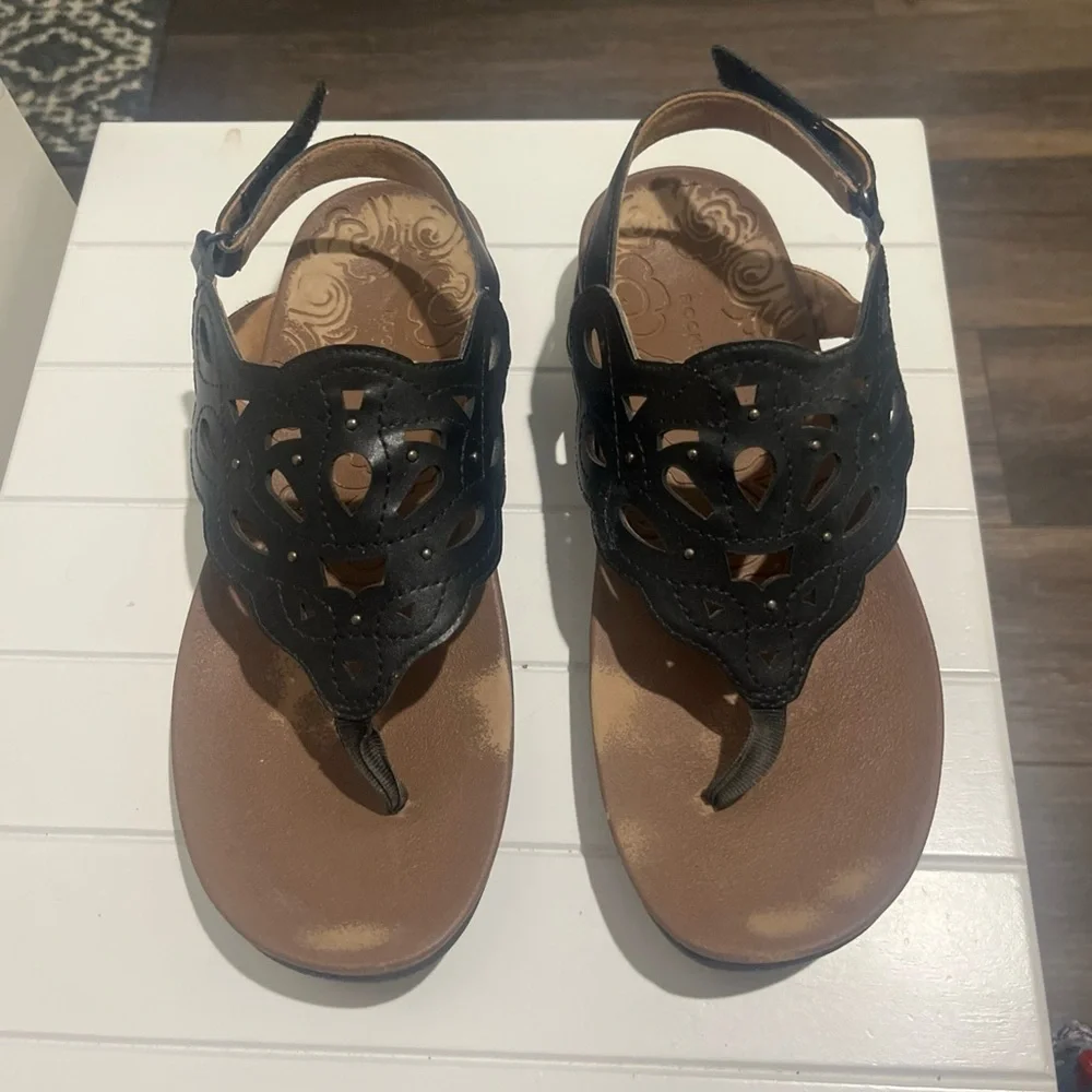 Rockport women’s ridge sling sandals lightweight flexible black 8.5W